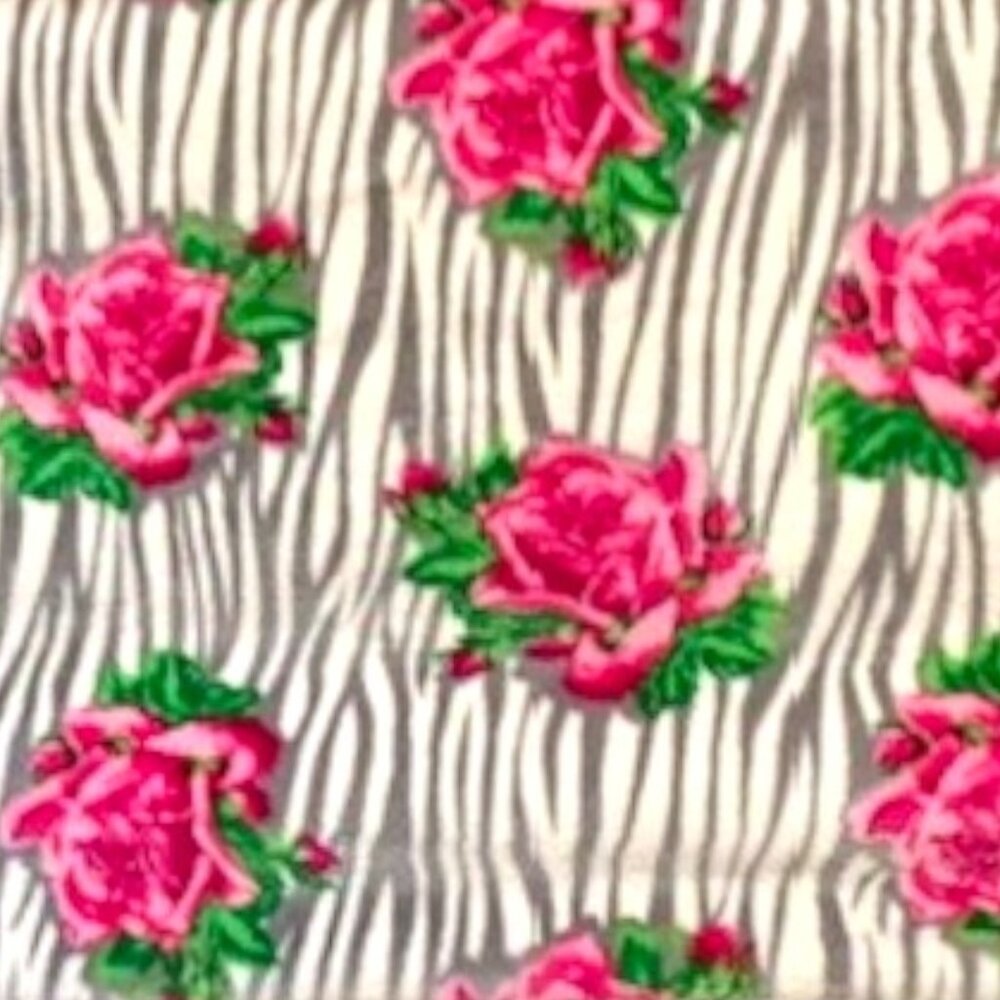 Betsey Johnson Rose Print Plush Throw - Pink/Red/White/Green/Gray - 50 x 70"